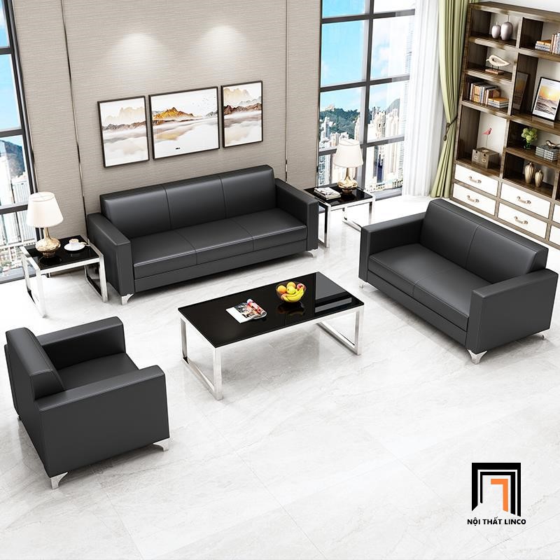 set ghế sofa da màu đen