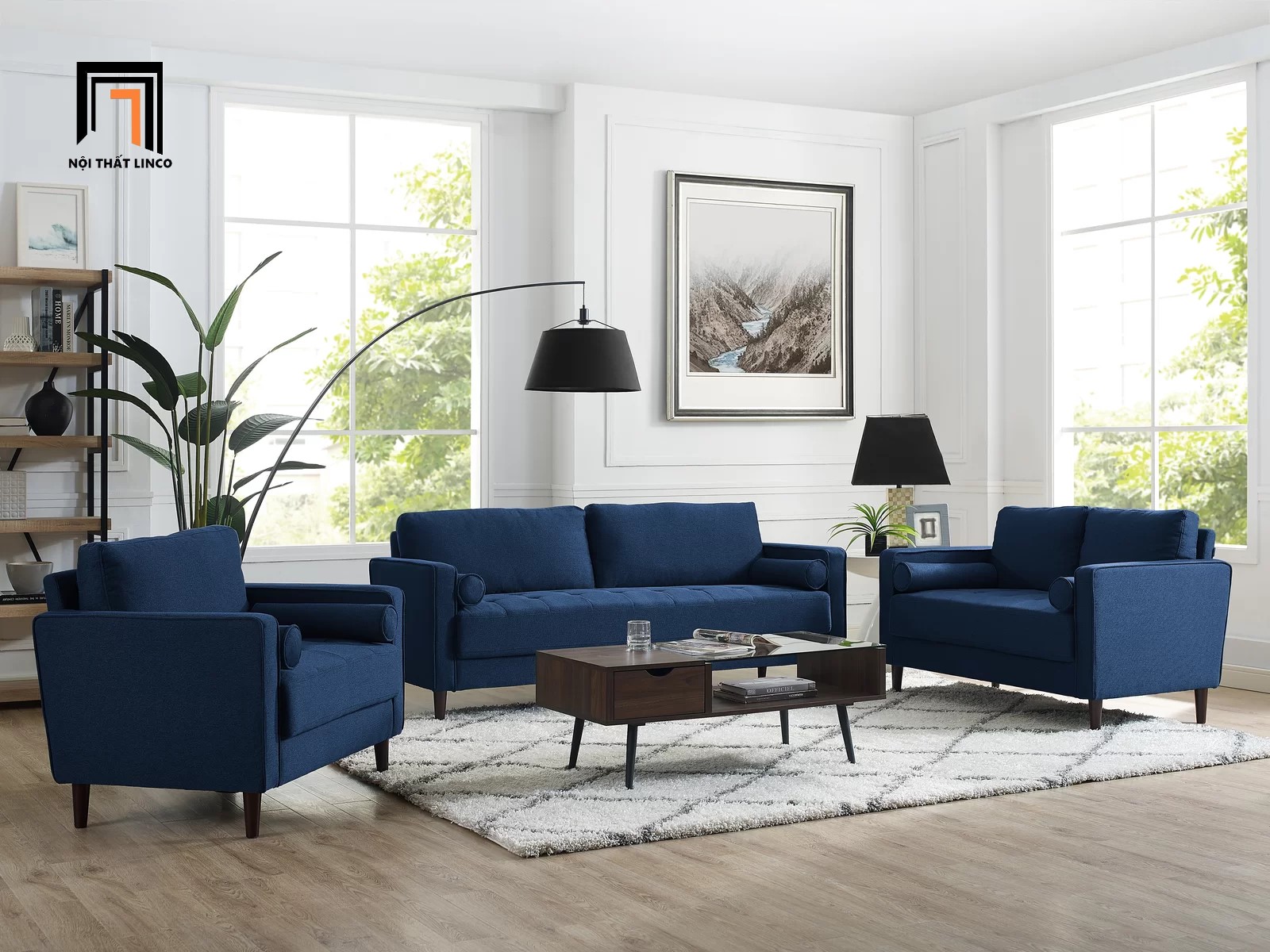bộ ghế sofa xanh đậm