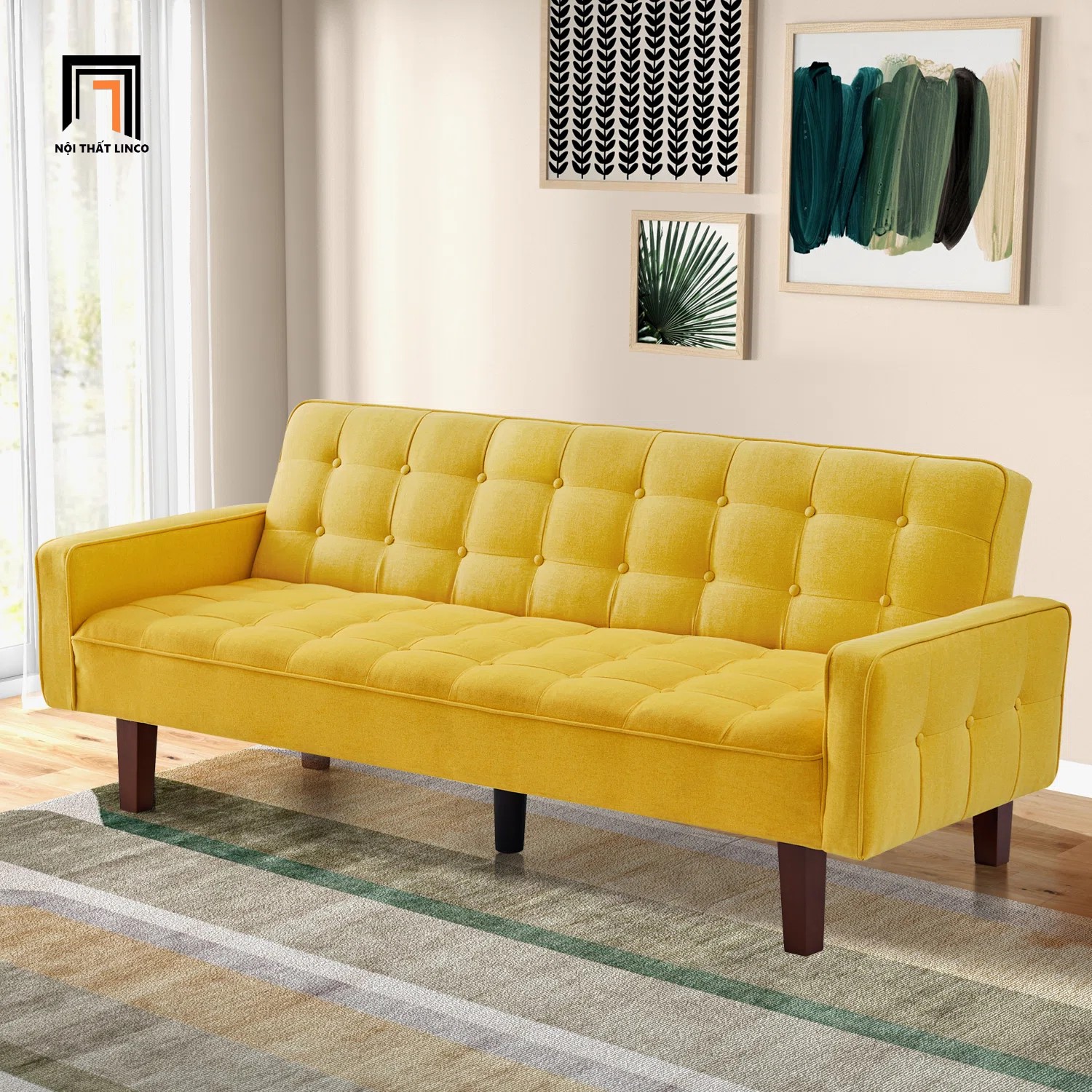 sofa giường màu vàng