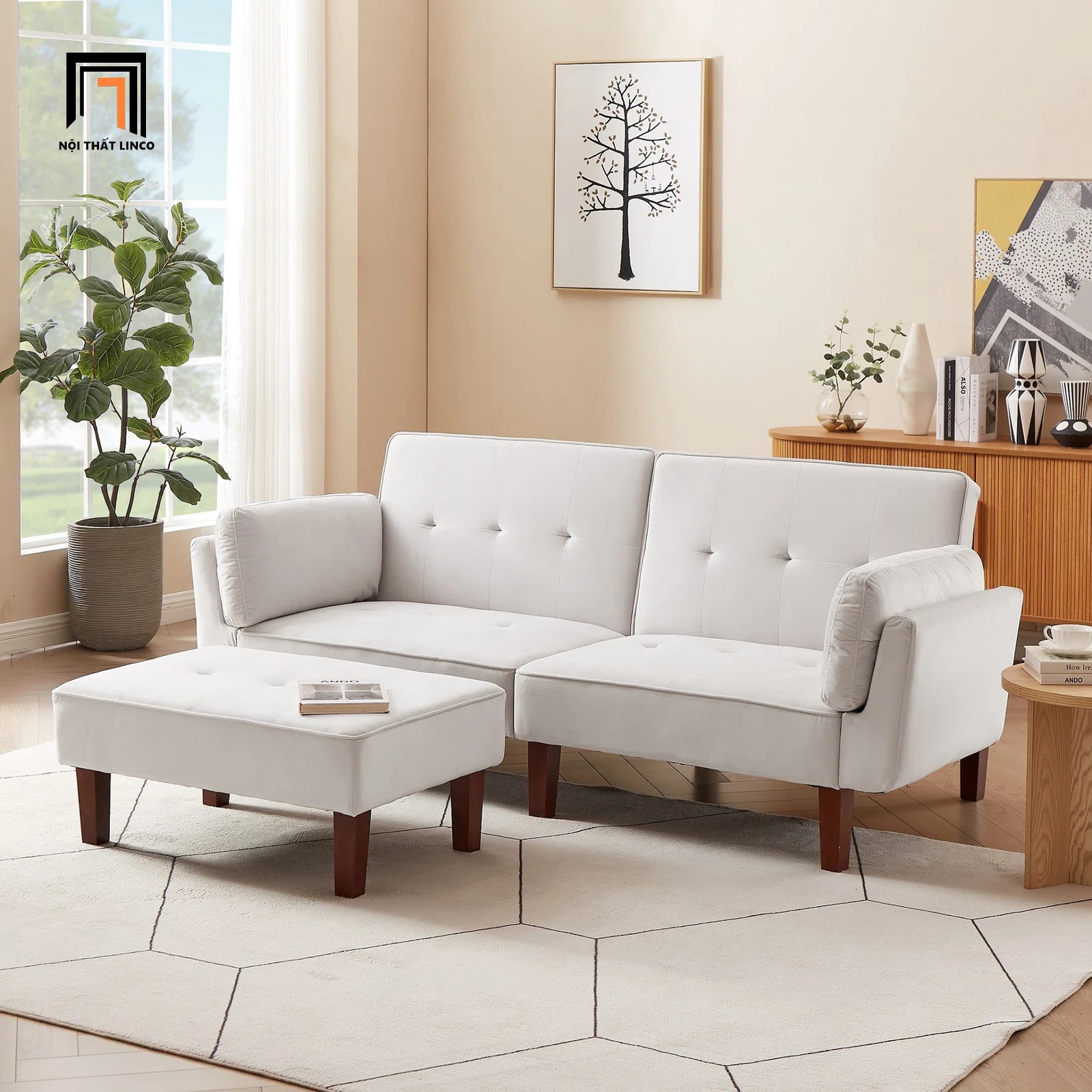 sofa giường xám trắng