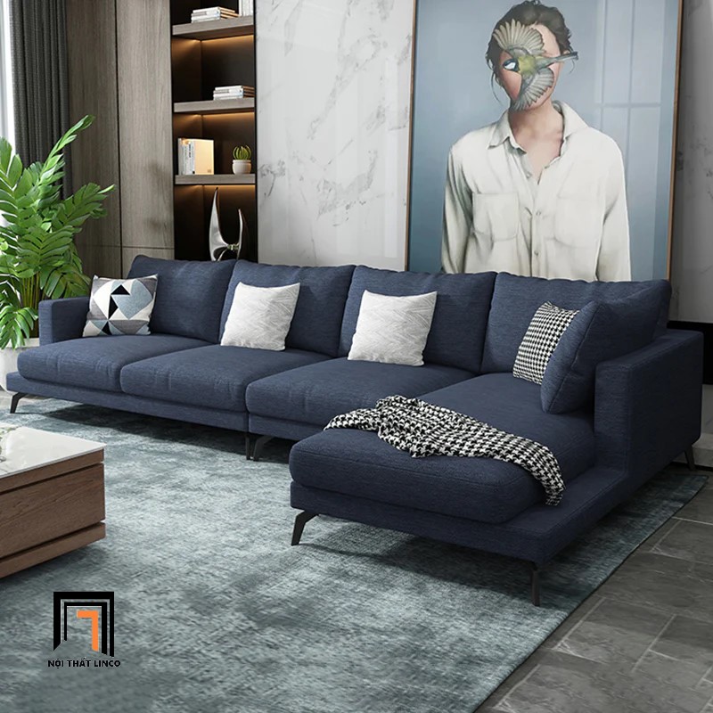 sofa góc xanh đậm