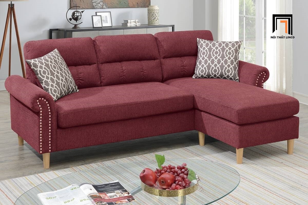 sofa góc đỏ đô