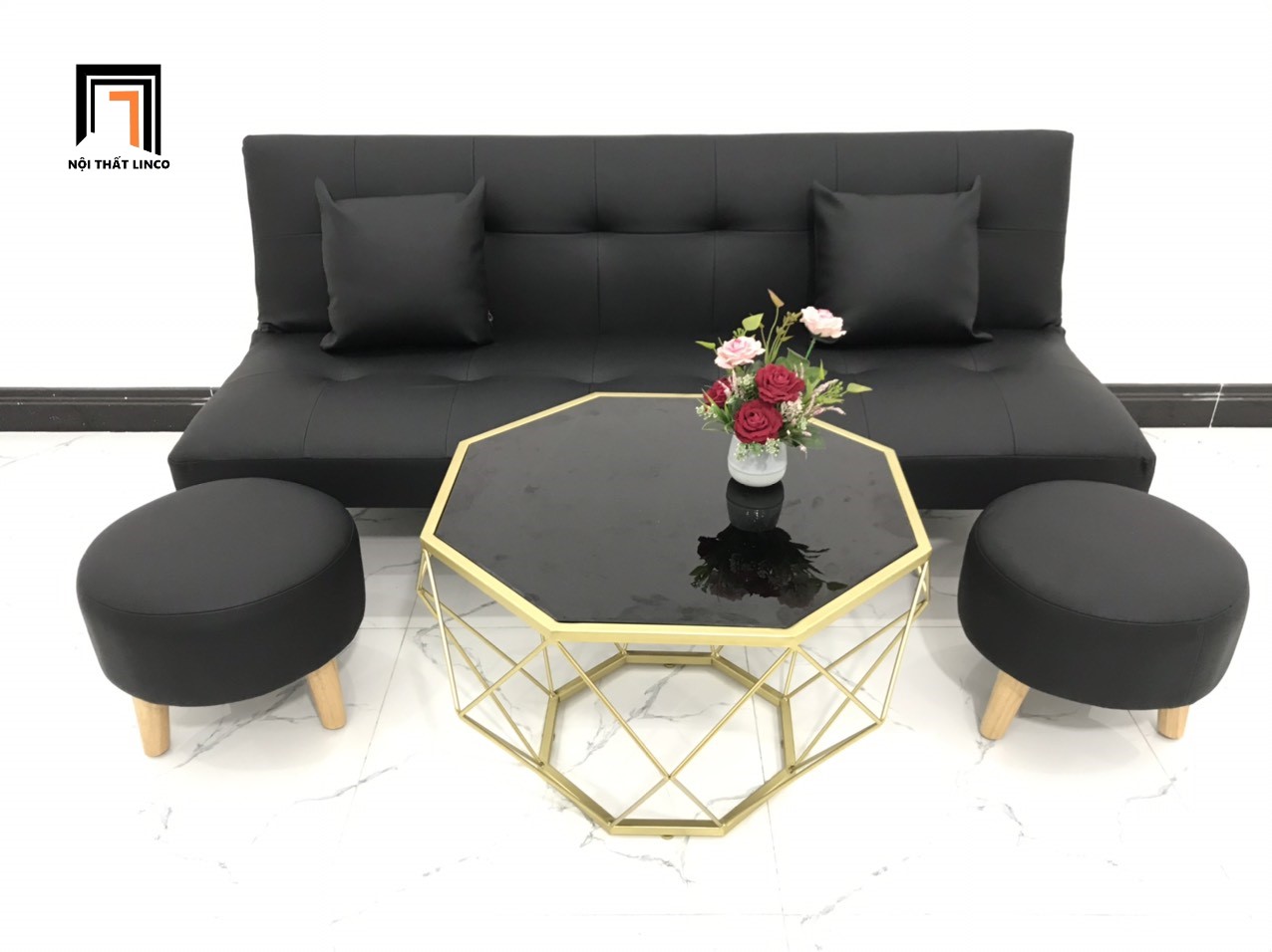sofa giường bọc da