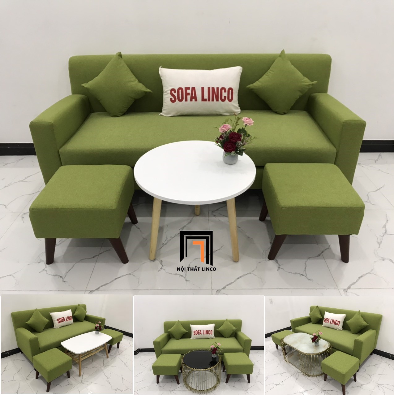bộ ghế sofa băng xanh lá