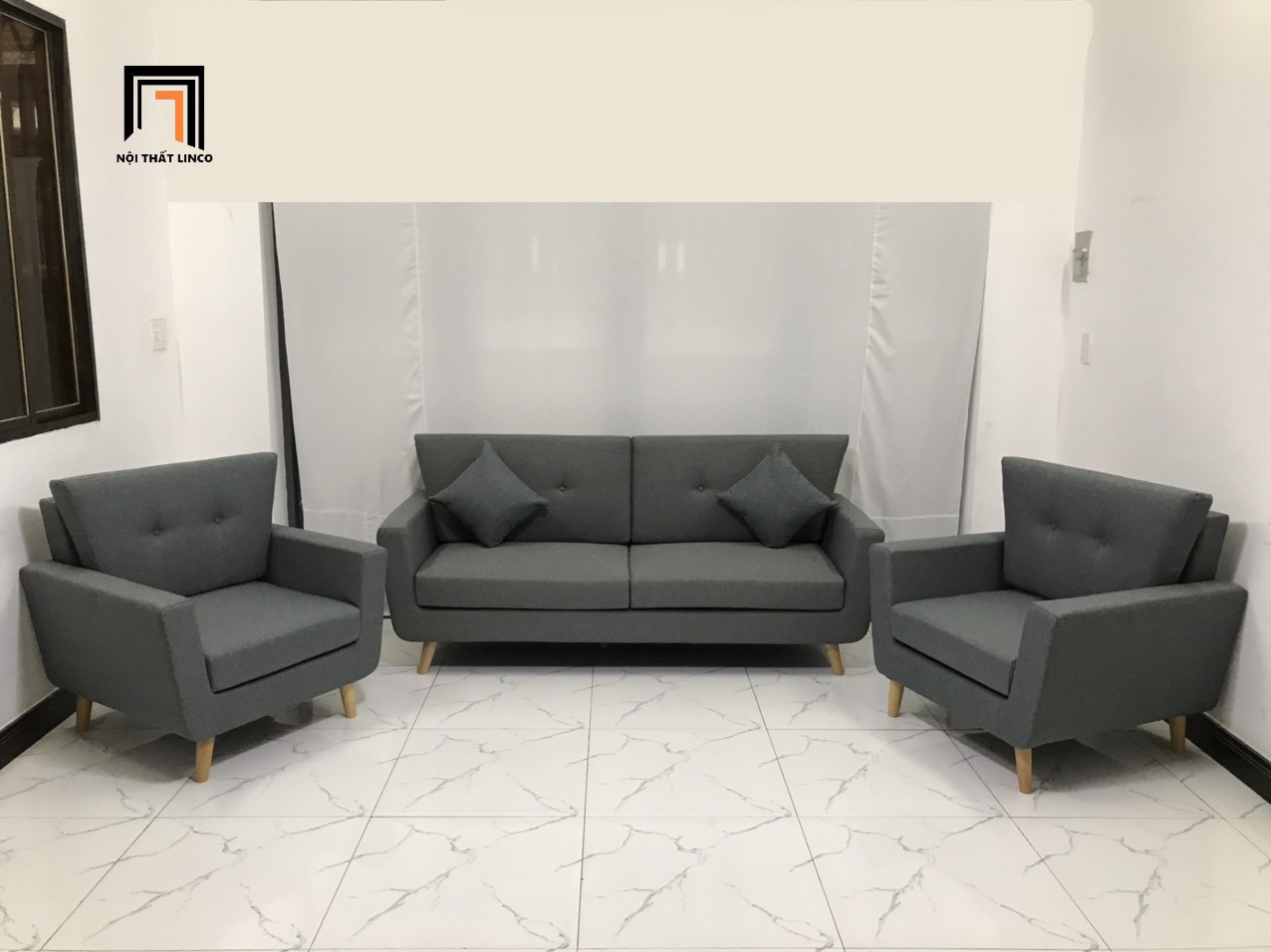 bộ ghế sofa xám lông chuột