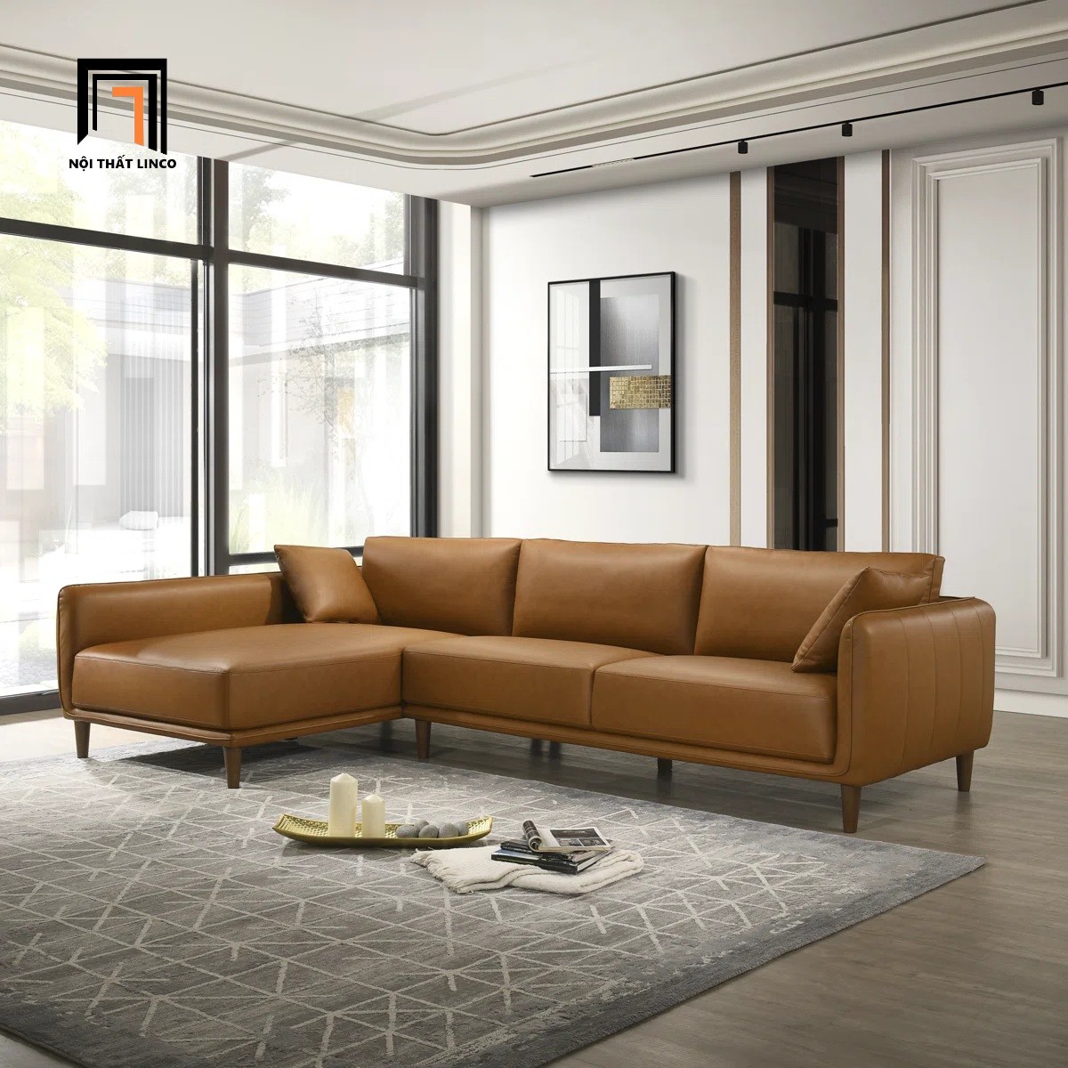 bộ ghế sofa góc da