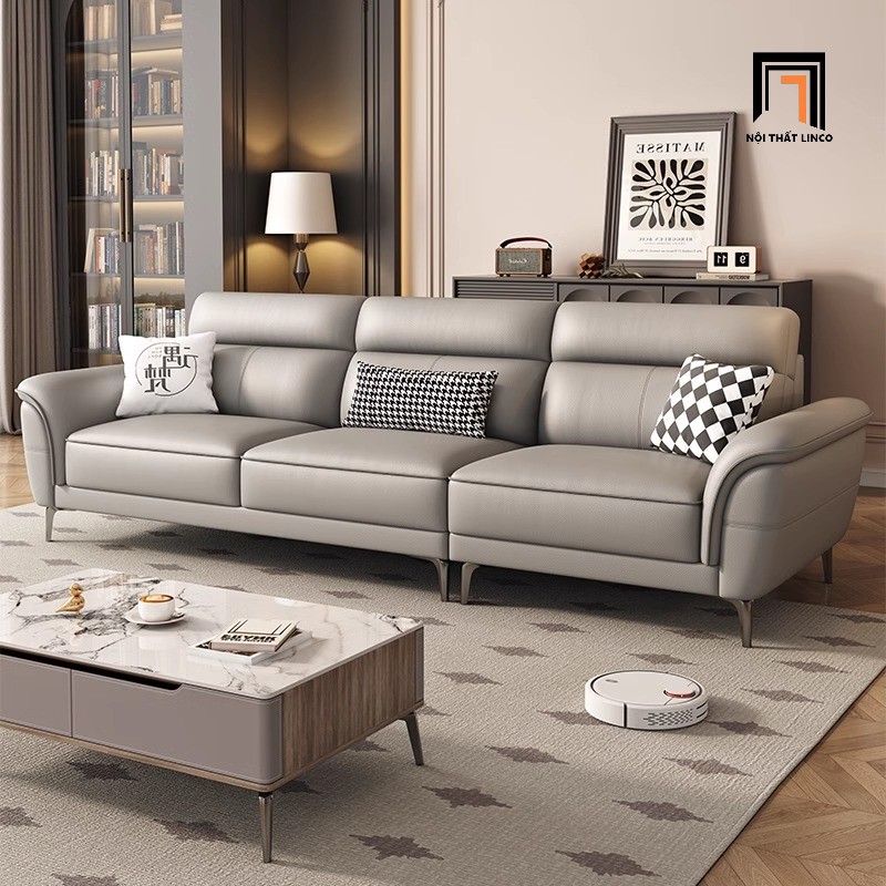 sofa băng da màu xám