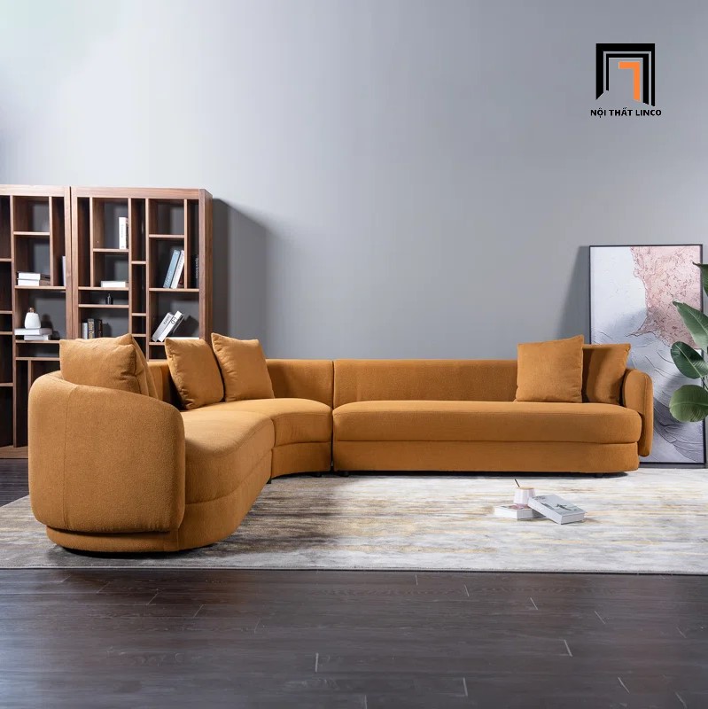 bộ ghế sofa góc màu cam