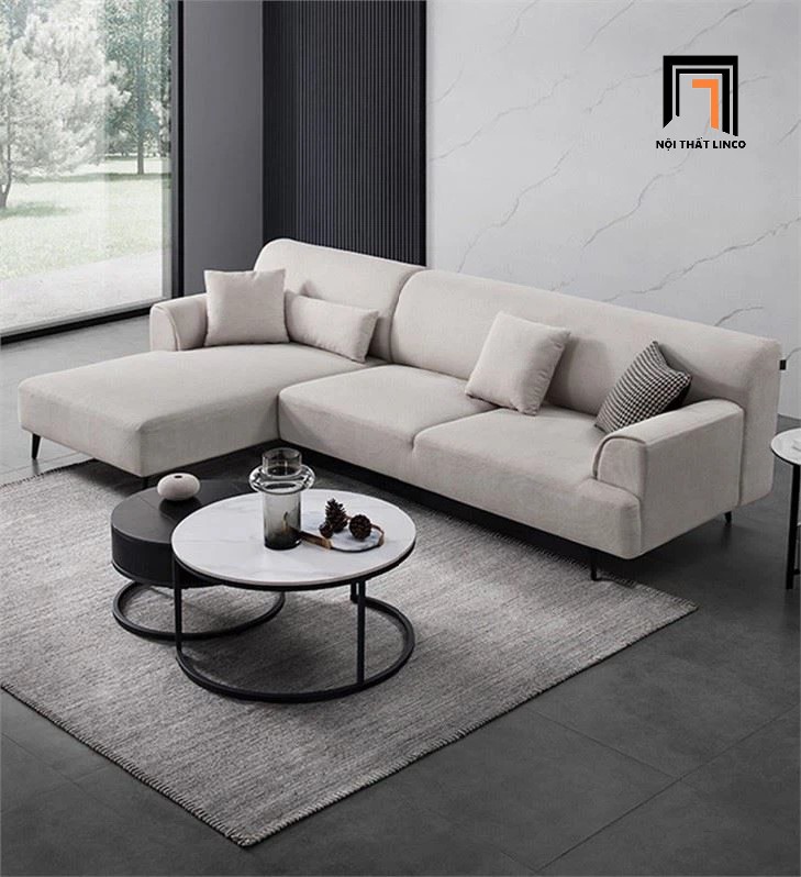sofa góc xám trắng