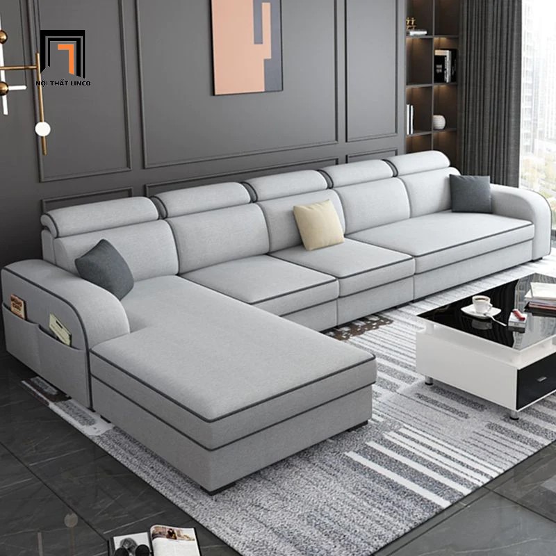 bộ ghế sofa góc xám trắng