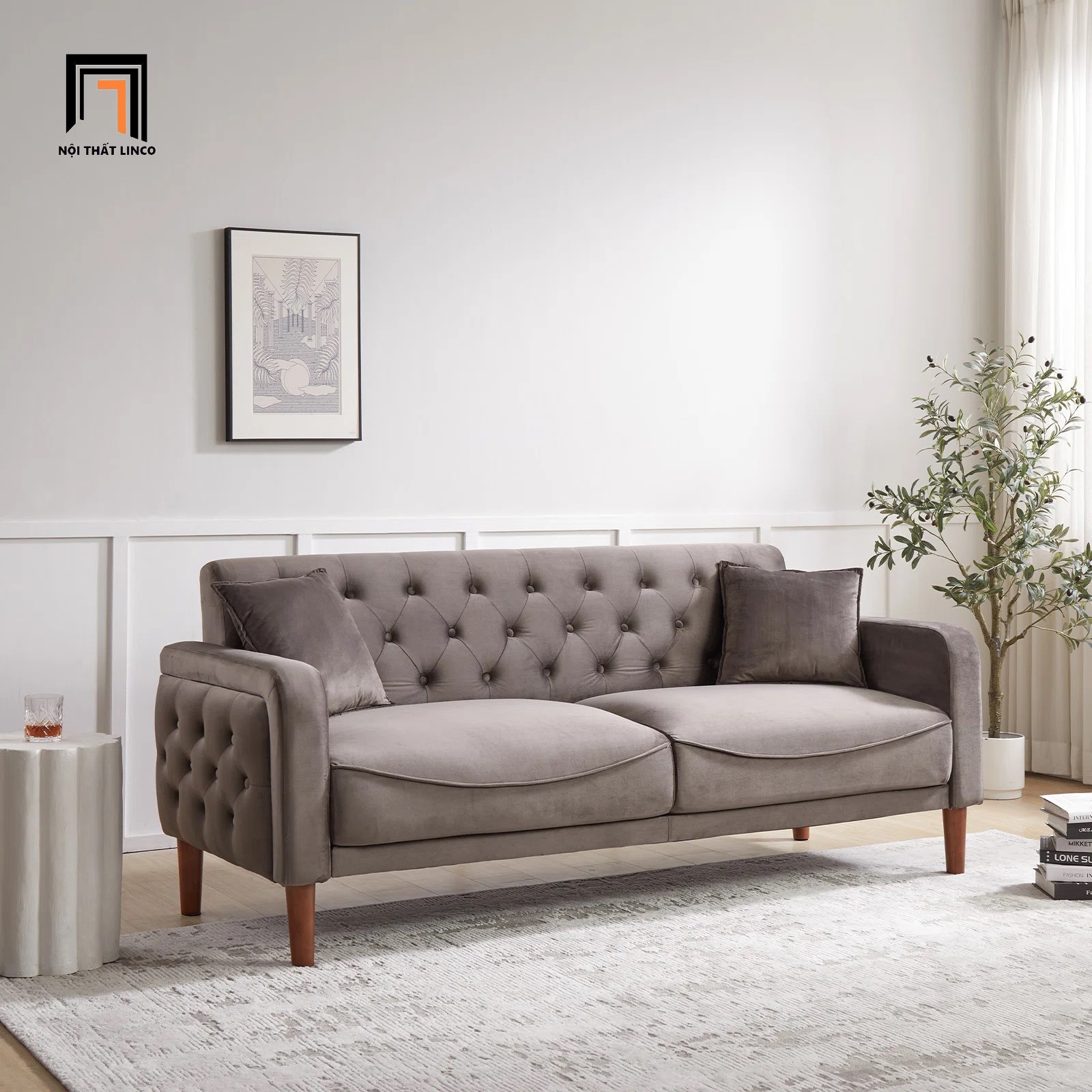 sofa văng vải nhung