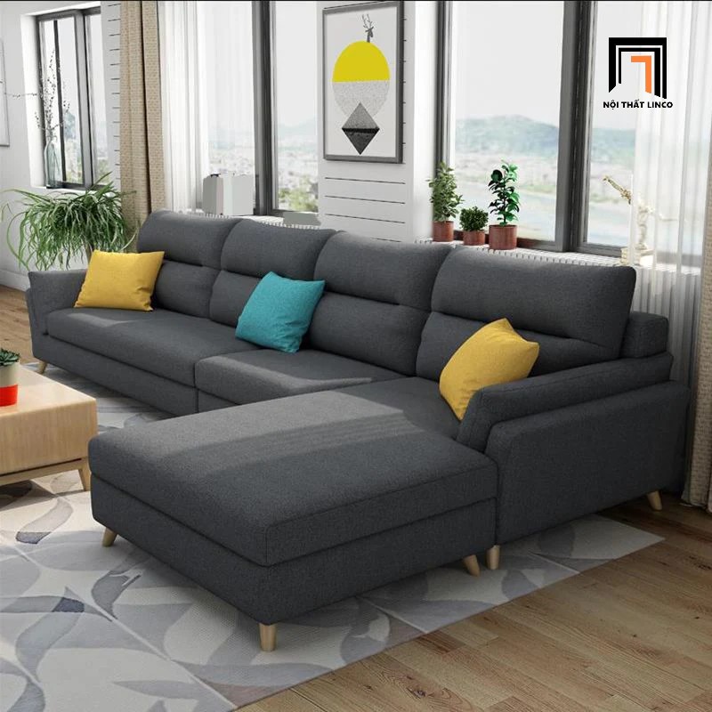 bộ ghế sofa góc xám đậm