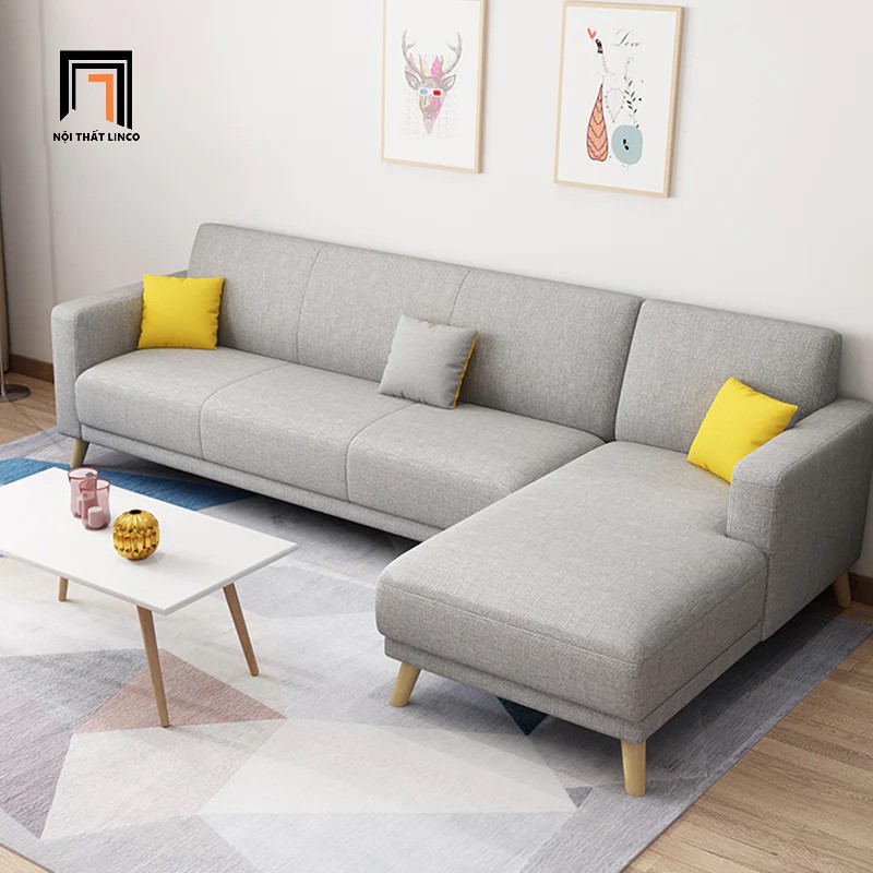sofa góc xám trắng