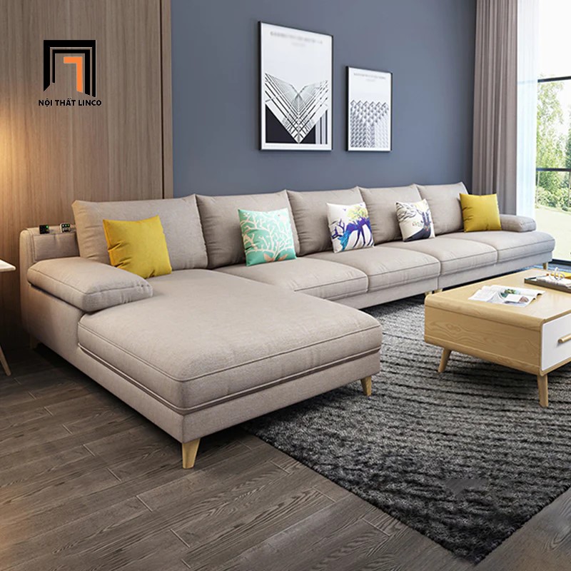 sofa góc trắng kem