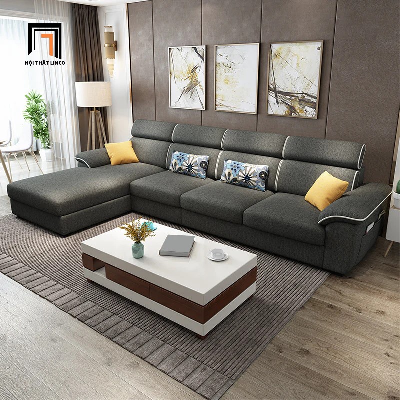 ghế sofa góc xám đen