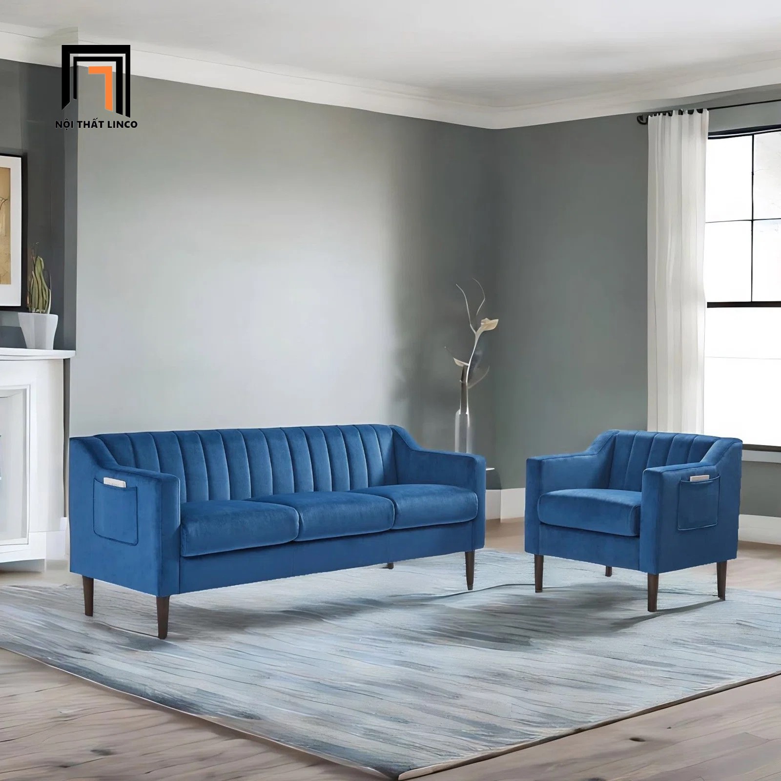 set ghế sofa xanh dương