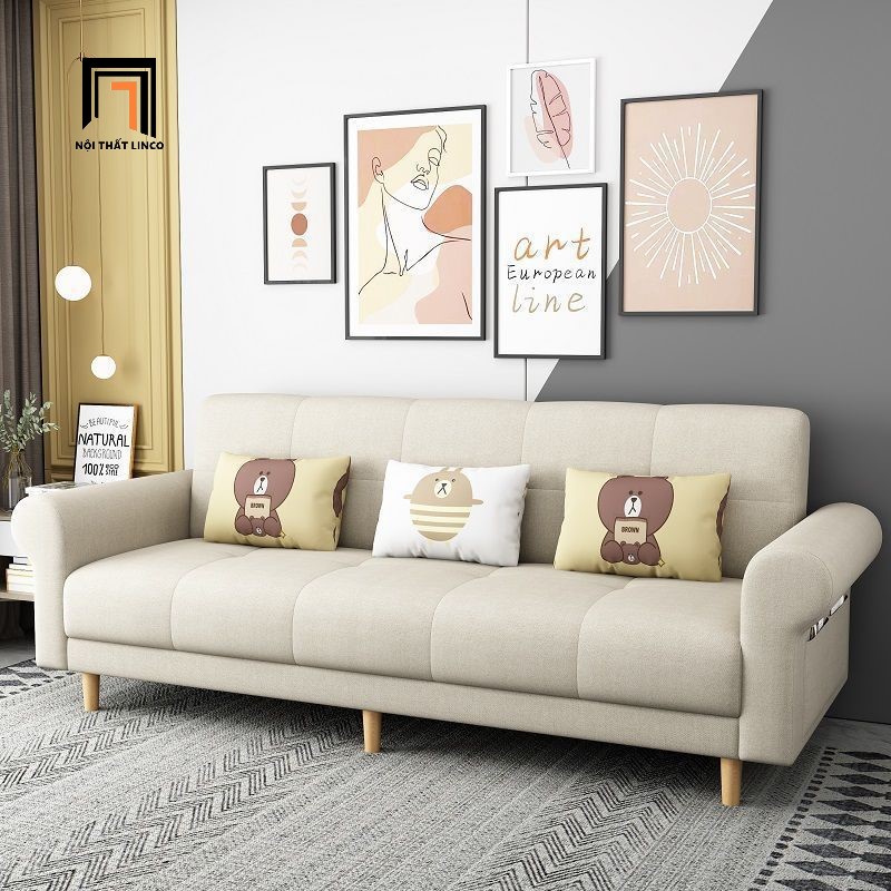 sofa giường trắng kem