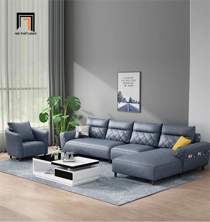 bộ ghế sofa da xám