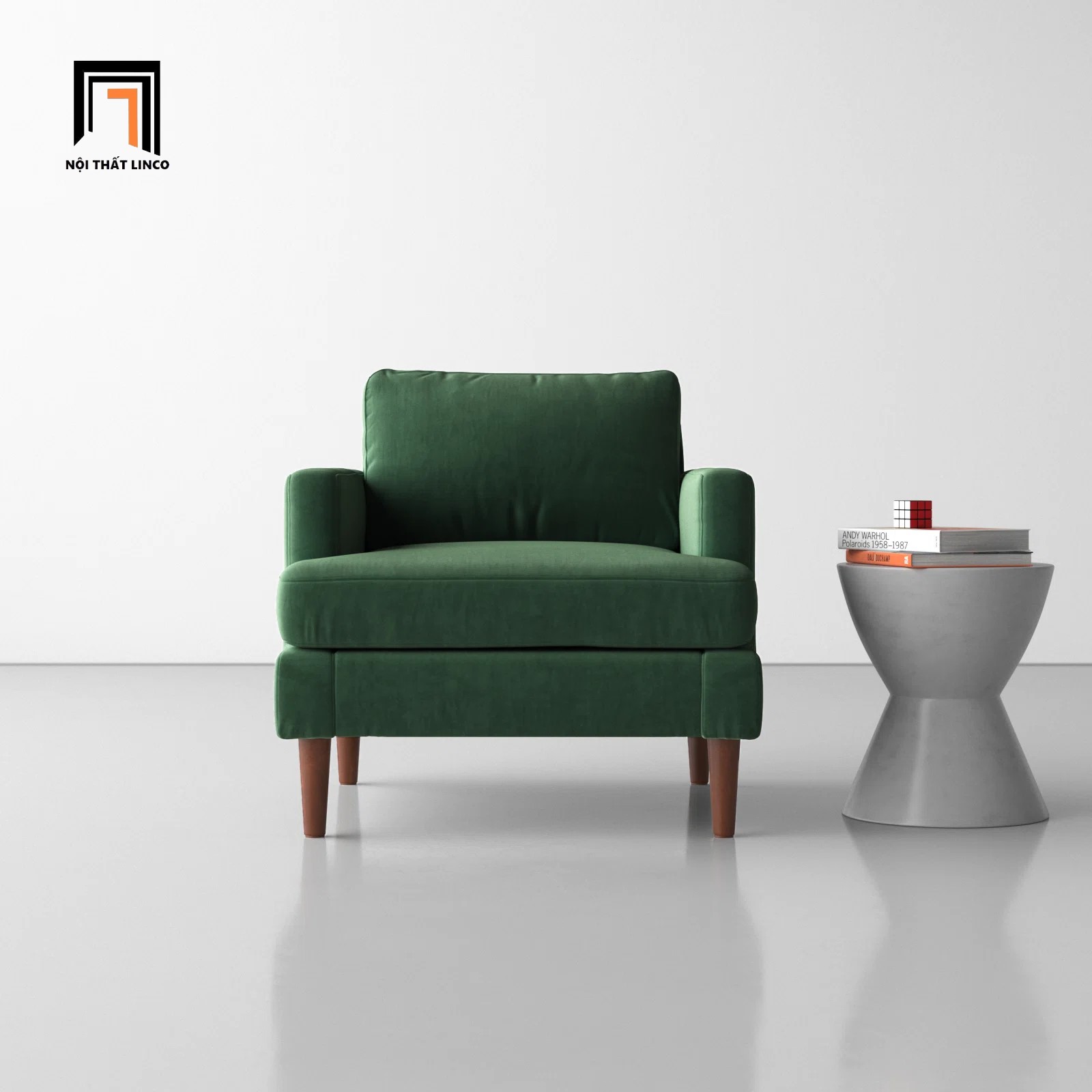 sofa đơn màu xanh rêu