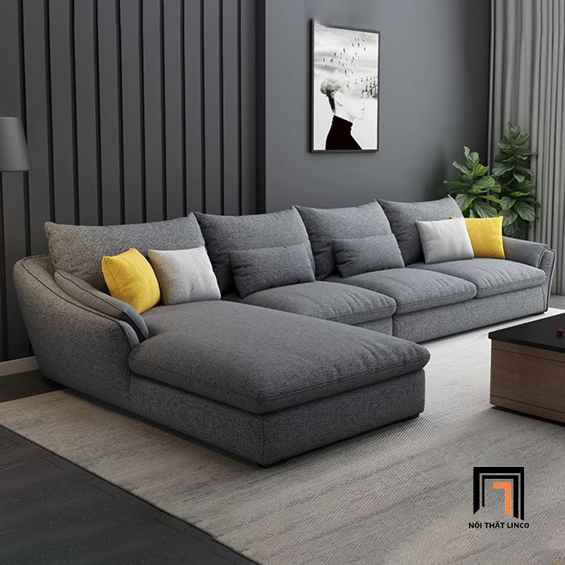 sofa góc xám lông chuột