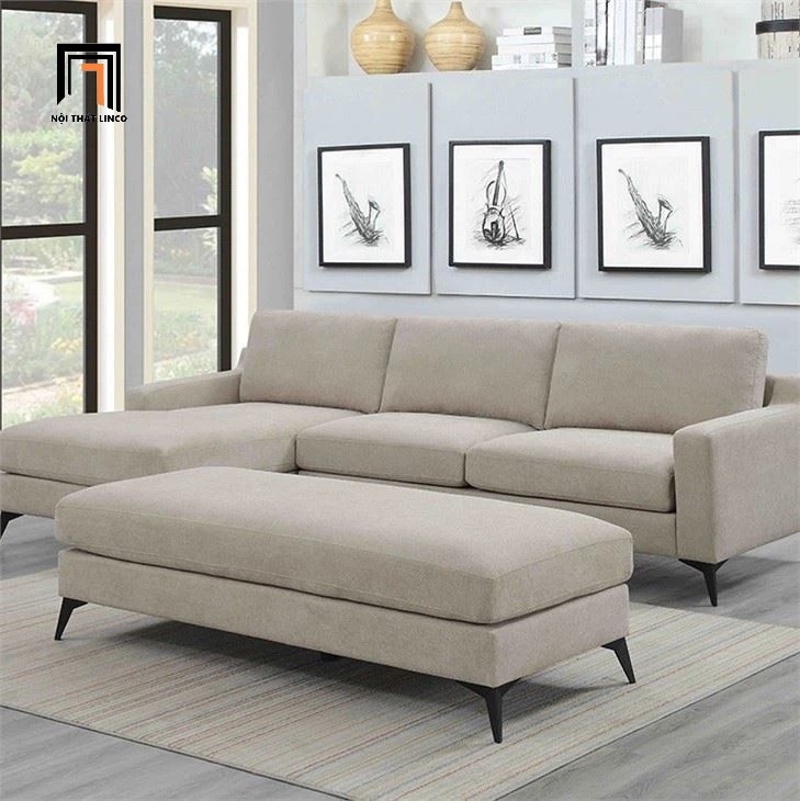 sofa góc màu trắng kem