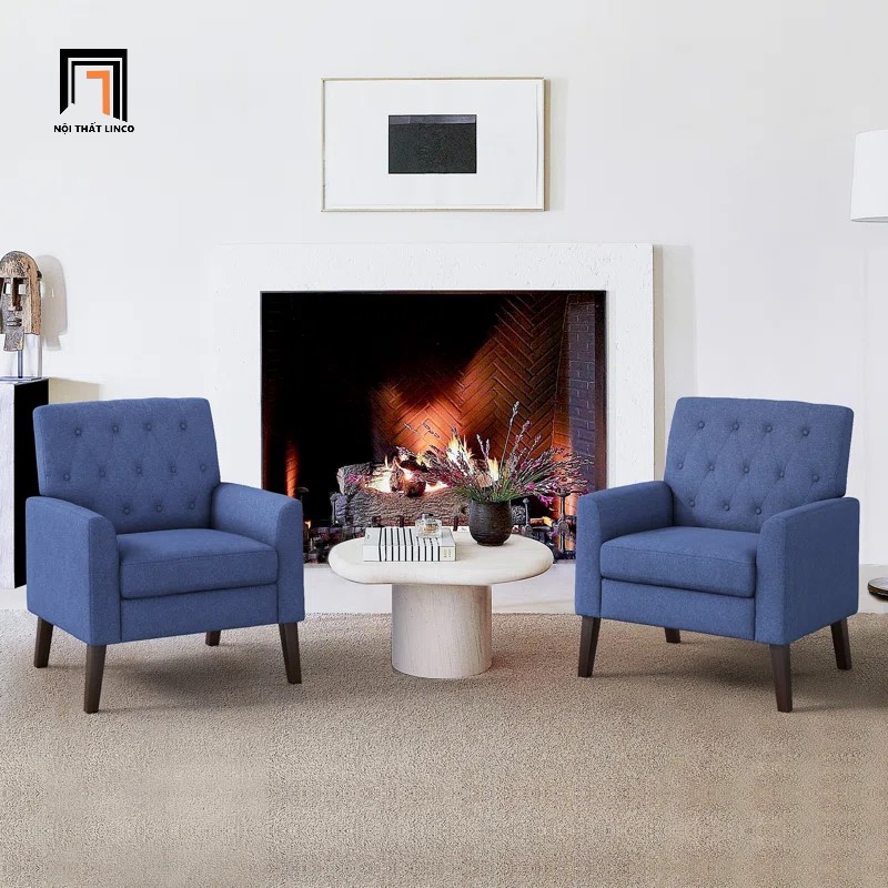 sofa đơn màu xanh đậm