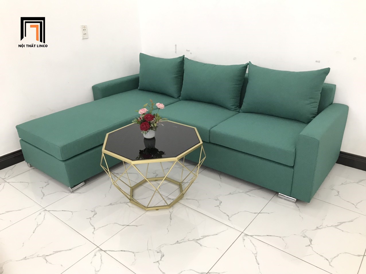 sofa góc vải bố