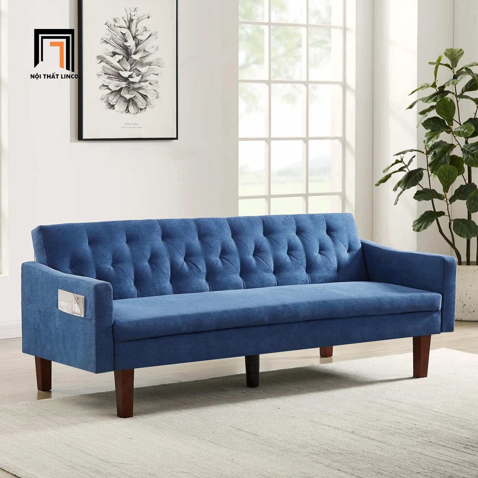 sofa giường xanh đậm
