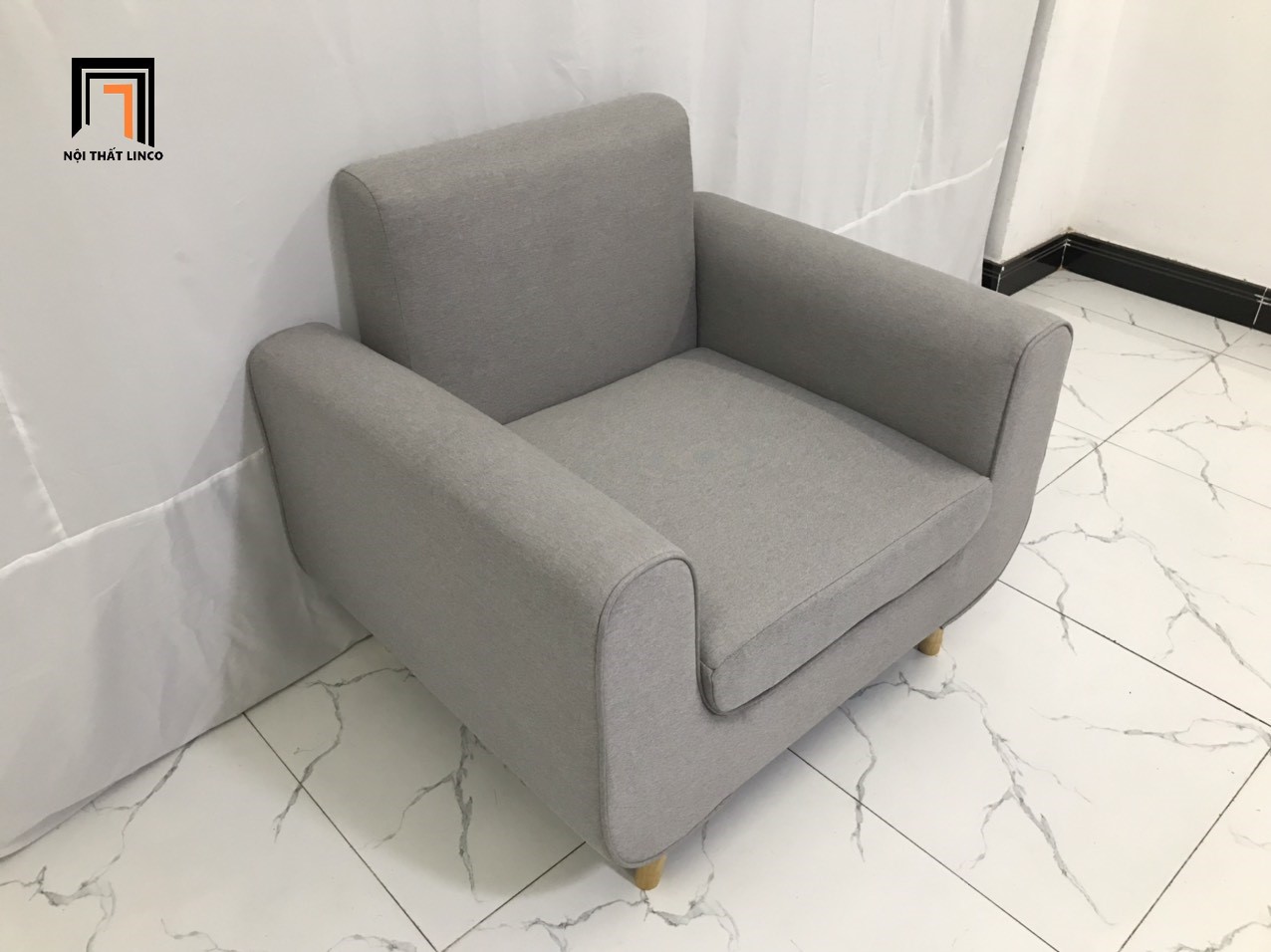 sofa đơn xám trắng