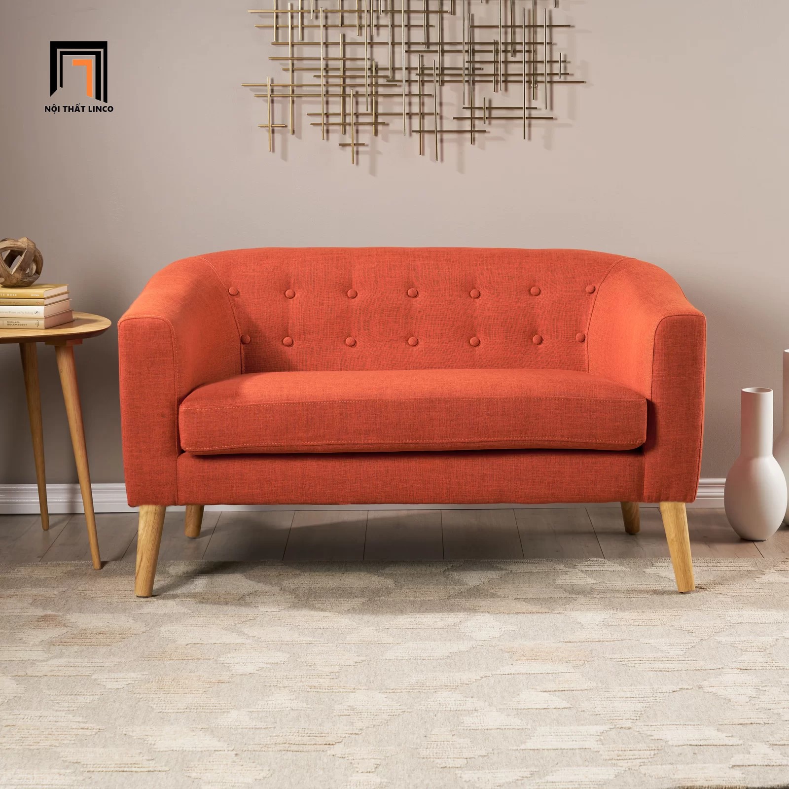 sofa băng màu cam