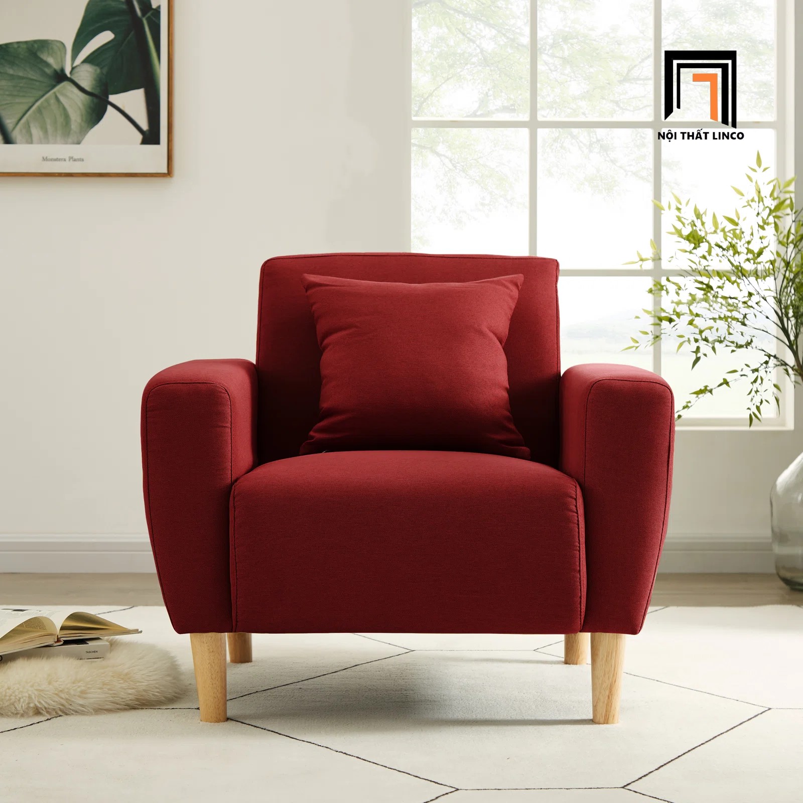 sofa đơn đỏ đô