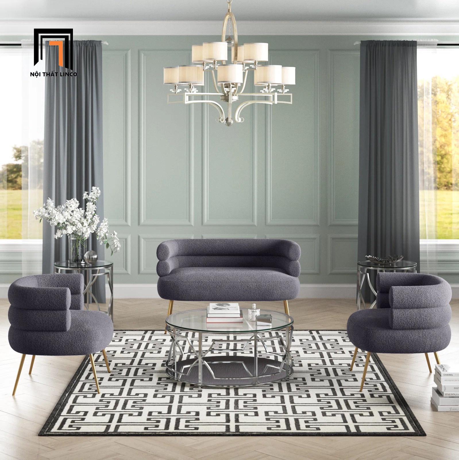 sofa vải lông cừu