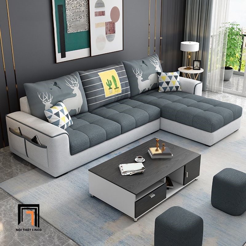 sofa góc xám đậm