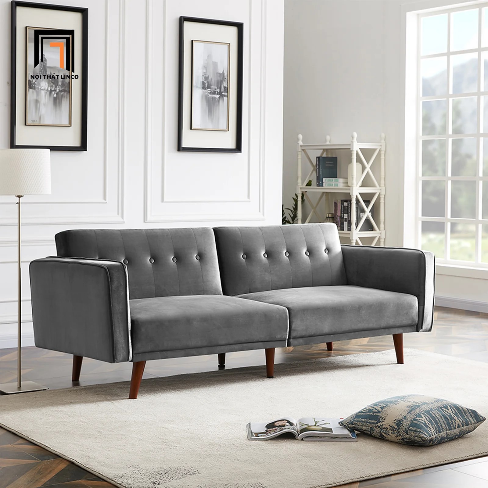 ghế sofa giường xám đen