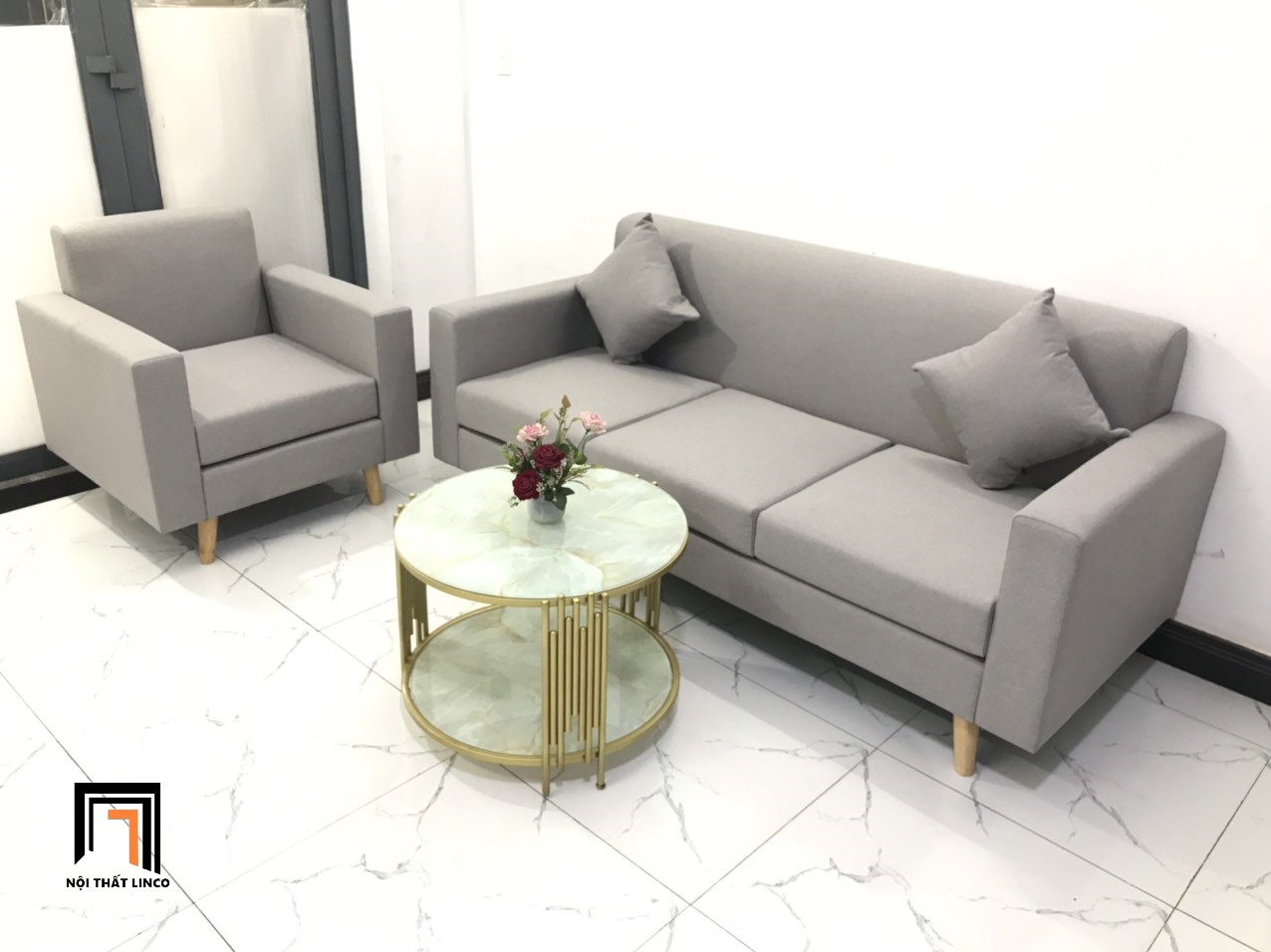 set ghế sofa xám trắng