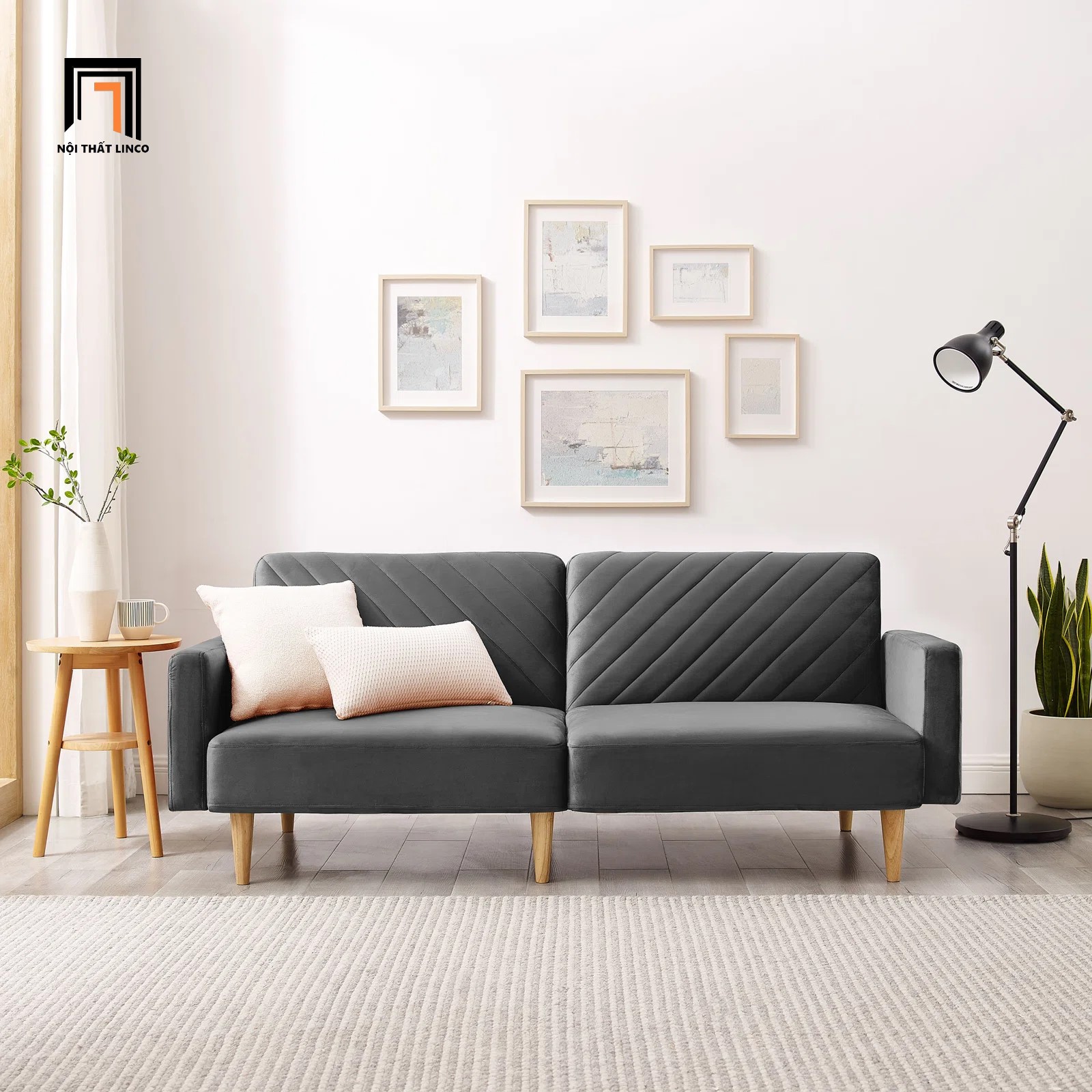 sofa giường màu xám đậm