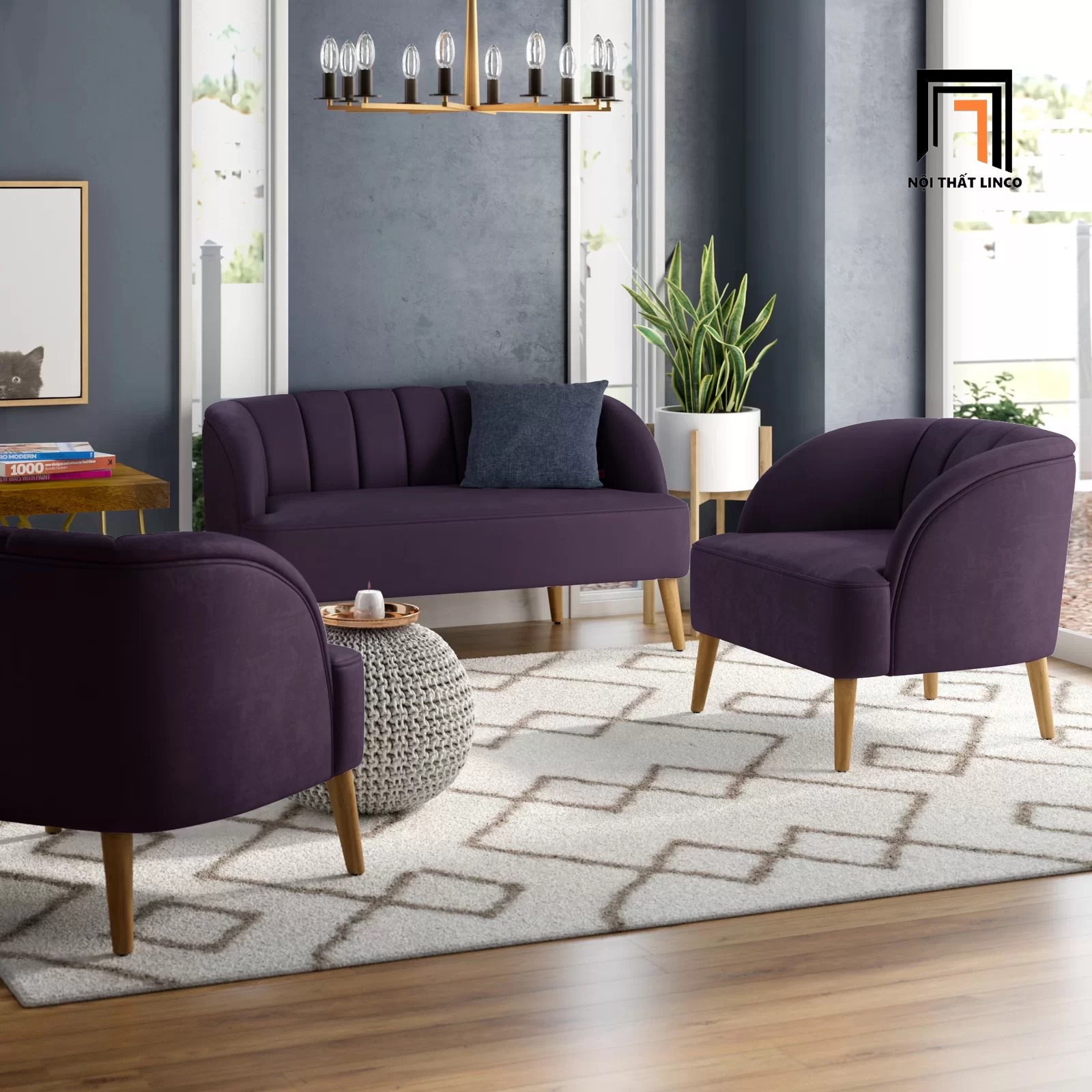 bộ ghế sofa màu tím