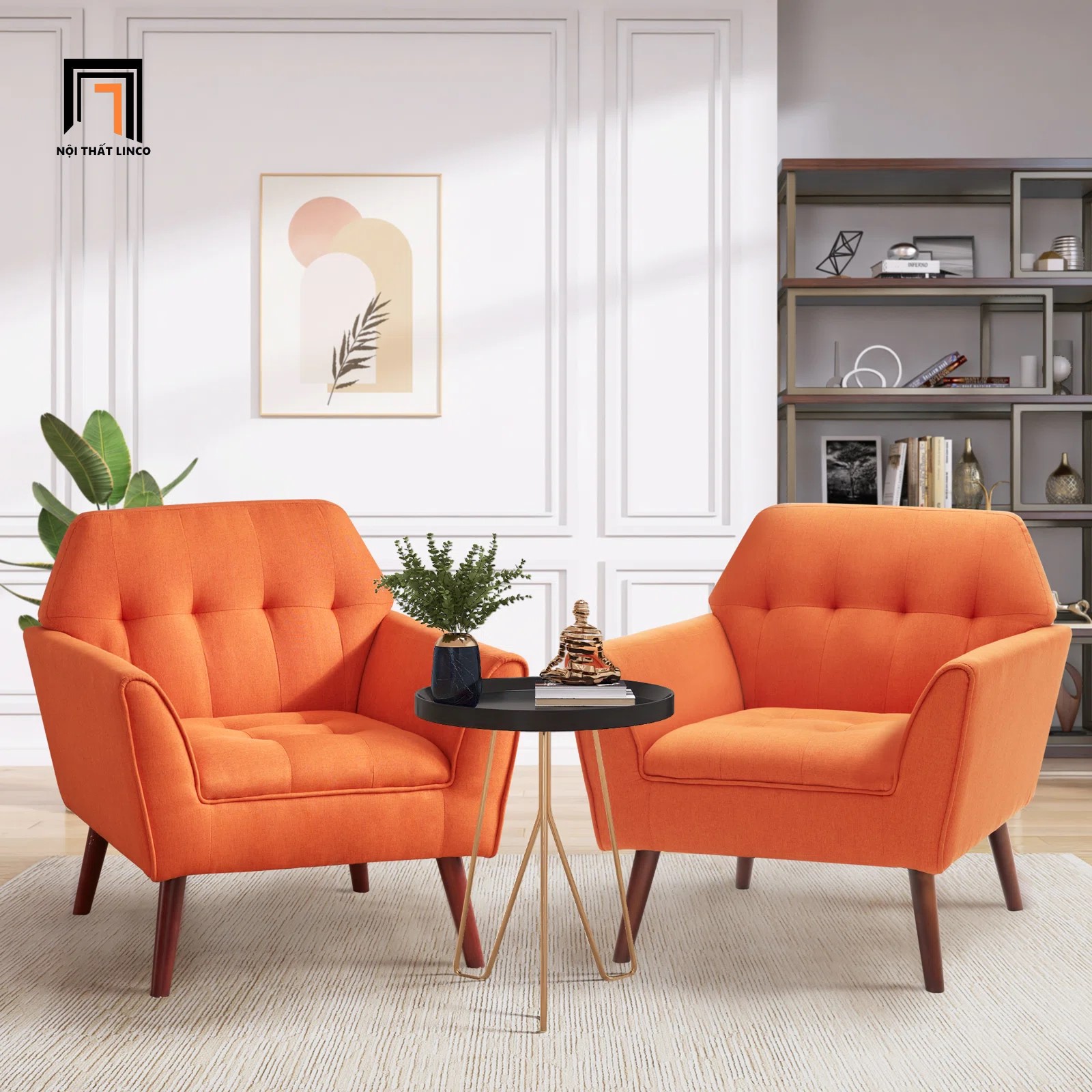 sofa đơn màu cam