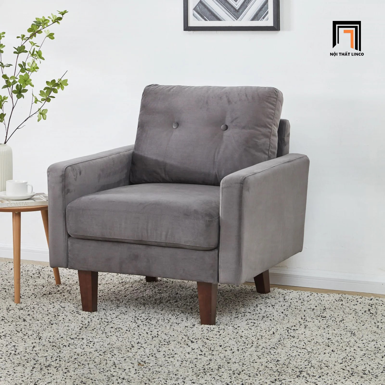 sofa đơn xám đen