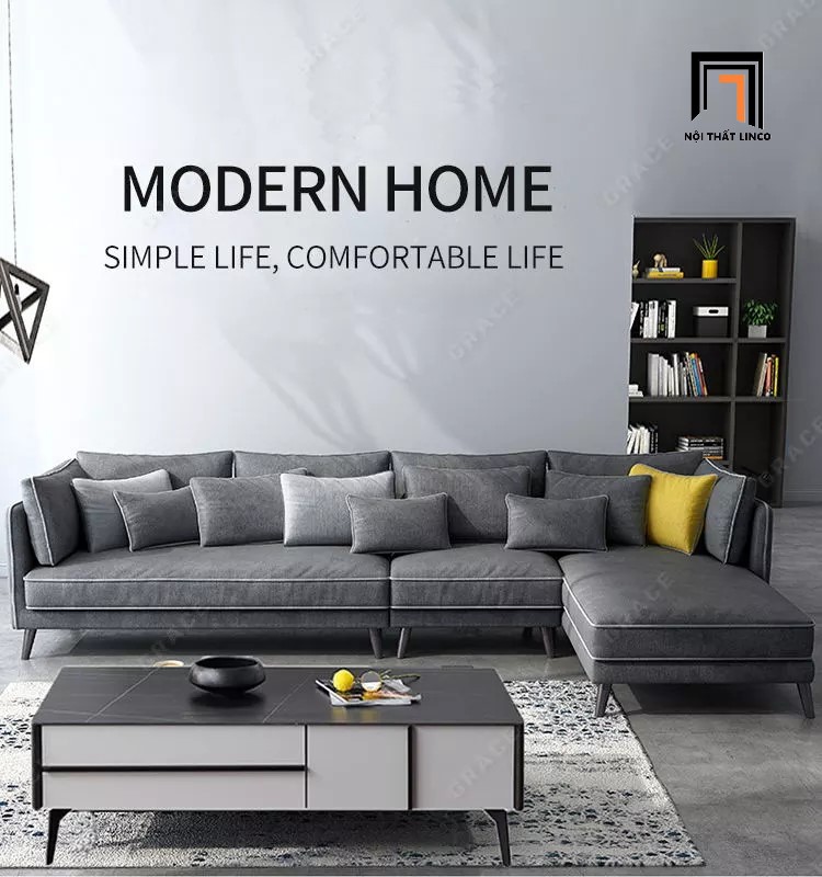 sofa góc xám lông chuột