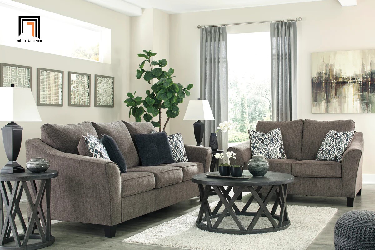 bộ ghế sofa xám lông chuột
