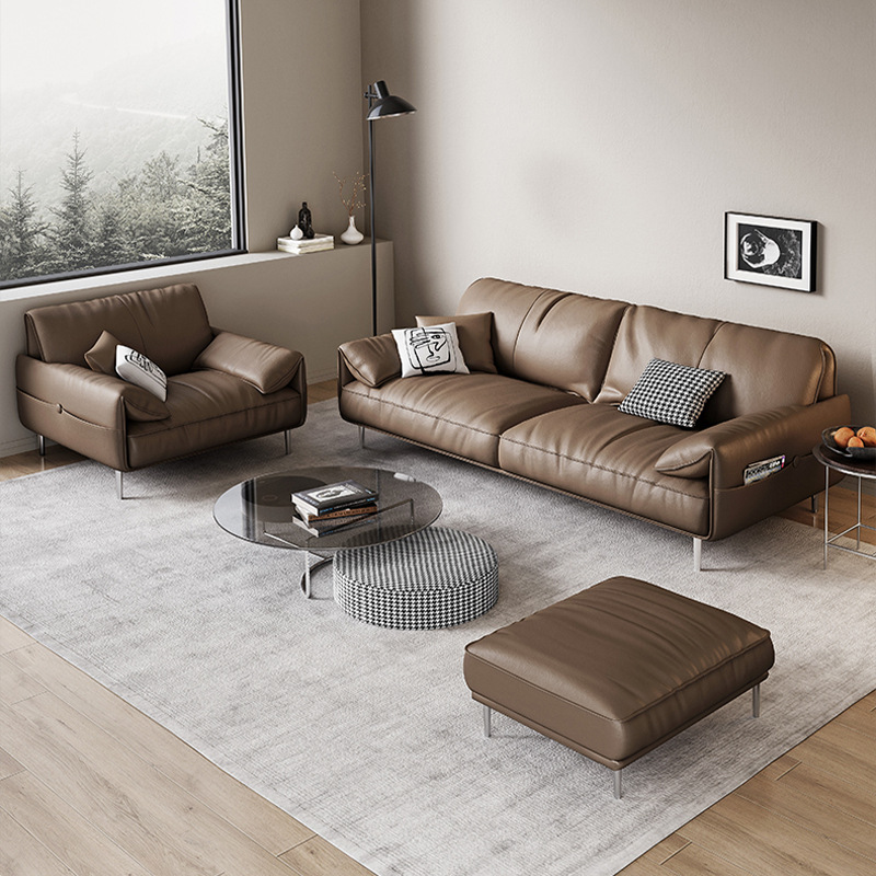 bộ ghế sofa da nâu