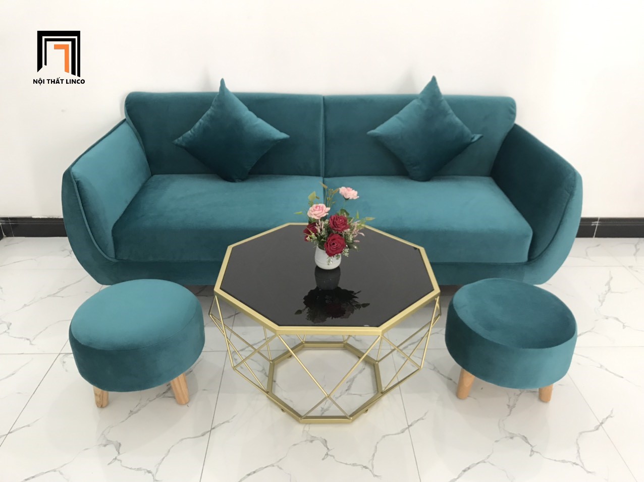 sofa băng xanh lá