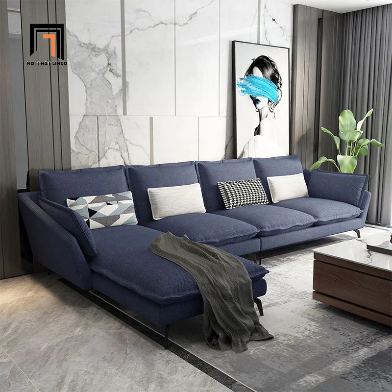 sofa góc xanh đậm