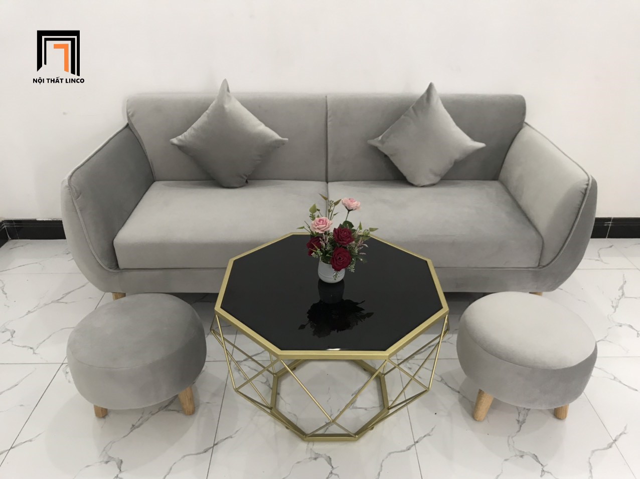 set ghế sofa xám tro