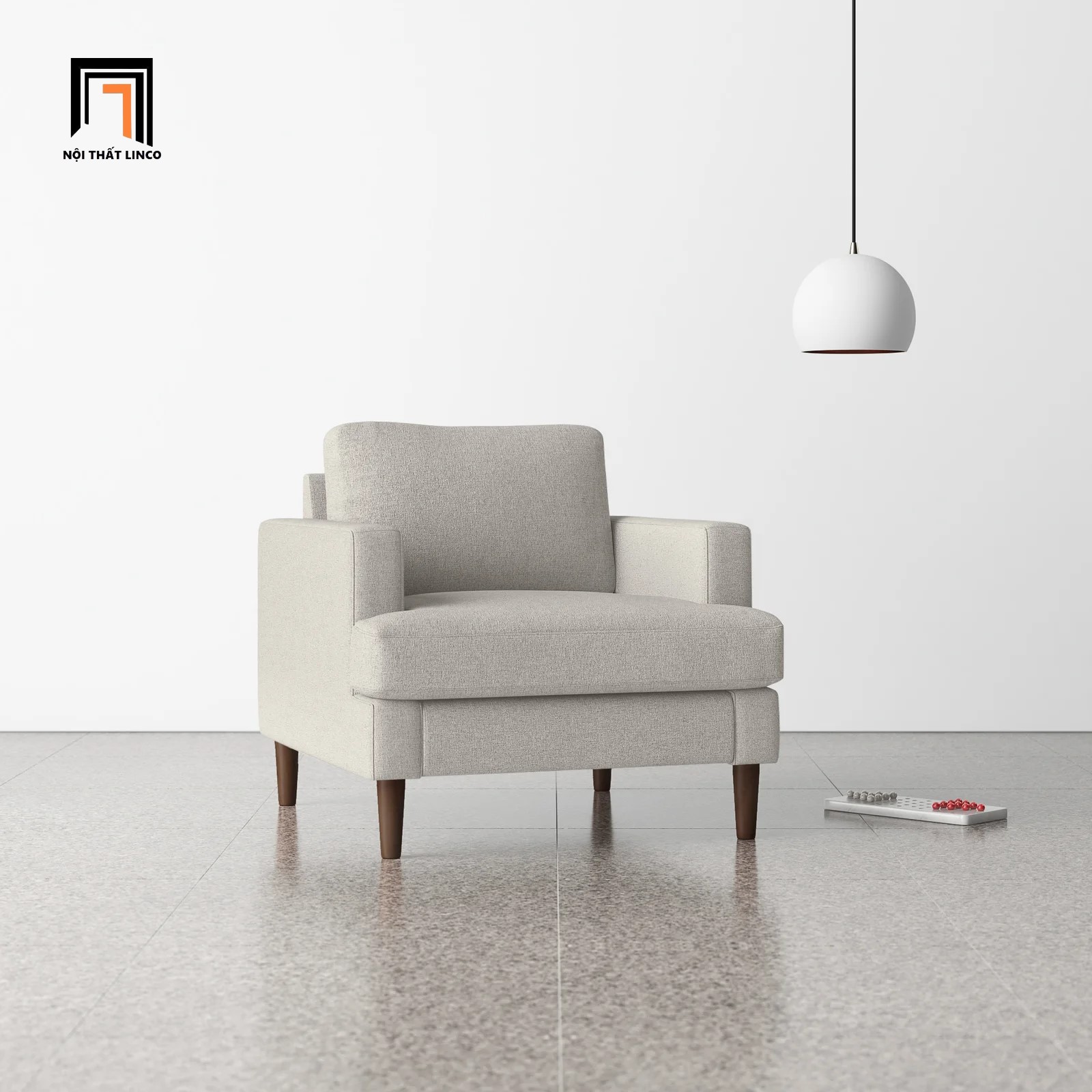 sofa đơn màu xám trắng