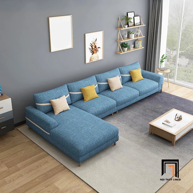 sofa góc xanh dương