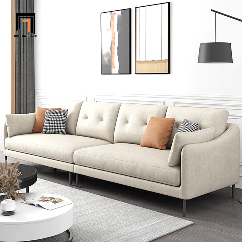 sofa băng da trắng kem