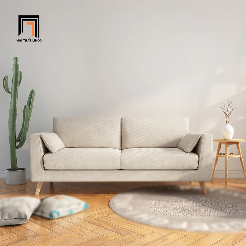 sofa băng vải nỉ trắng kem