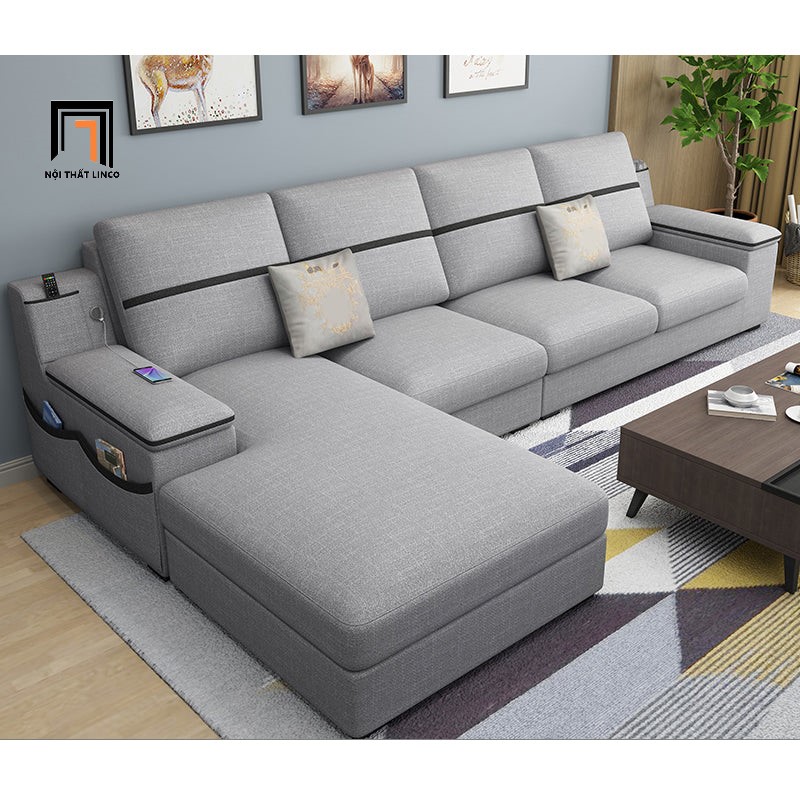 sofa góc xám trắng